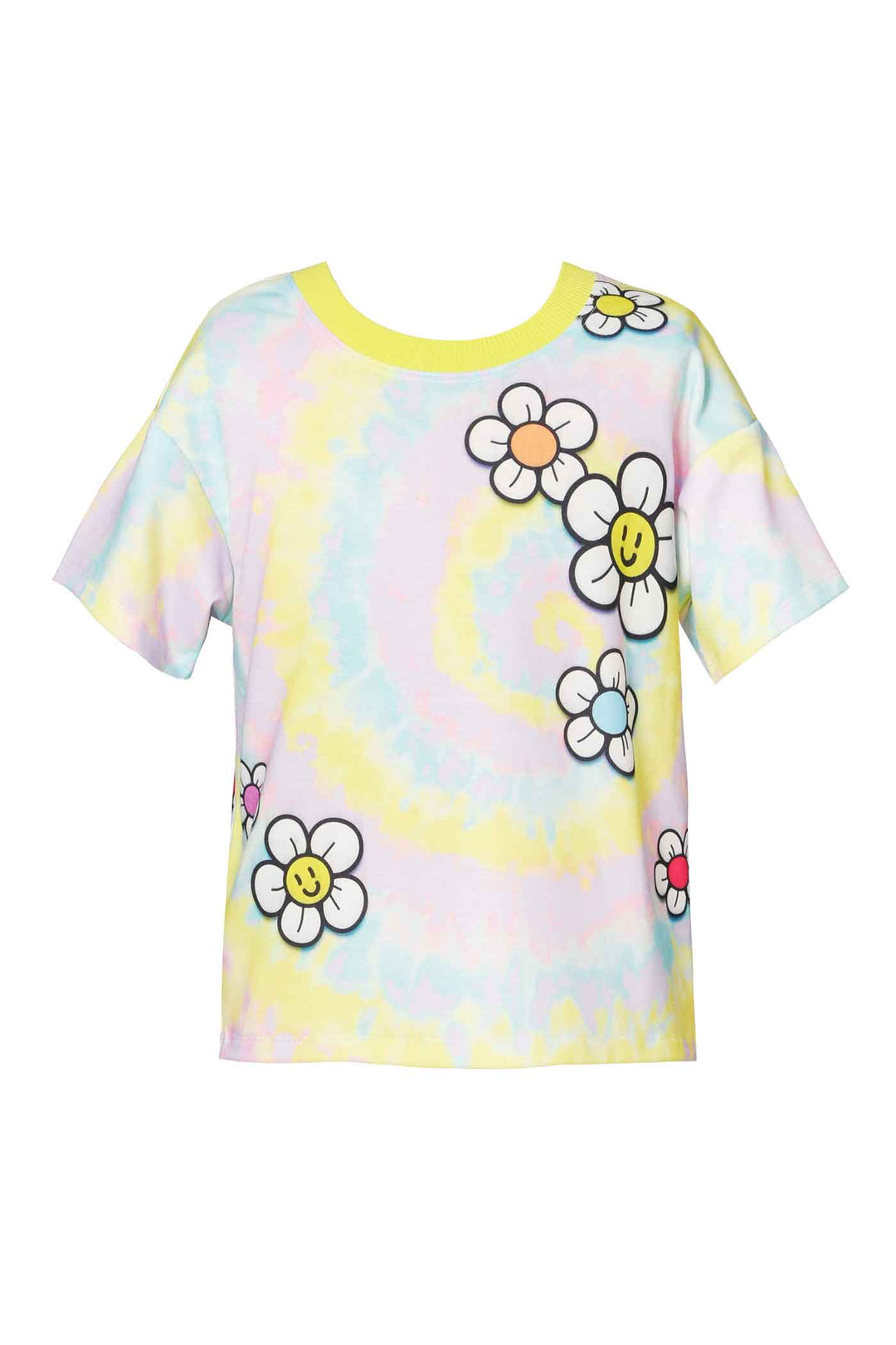 Hannah Banana Little Girls Smiley Daisy Tie Dye Short Sleeve Top