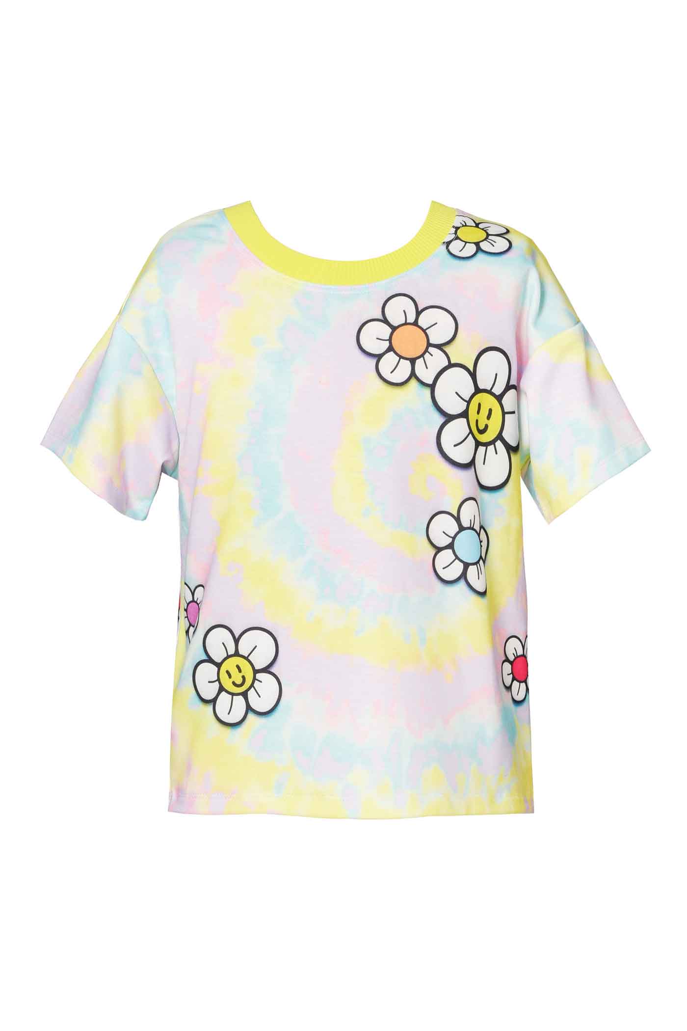 Hannah Banana Little Girls Smiley Daisy Tie Dye Short Sleeve Top