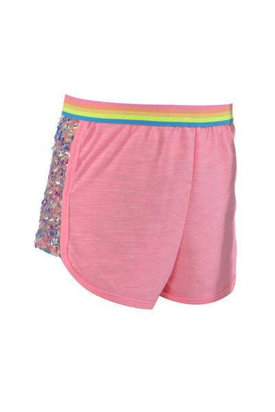 Hannah Banana Girls Pink Holographic Sequin Trimmed Dolphin Shorts