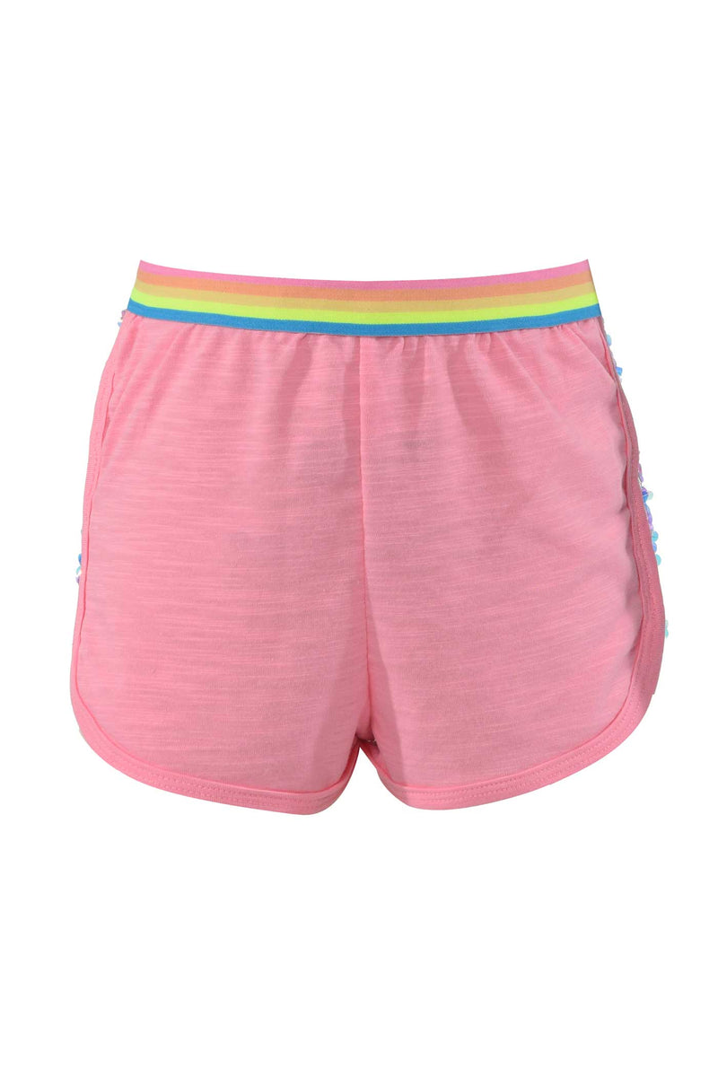 Hannah Banana Girls Pink Holographic Sequin Trimmed Dolphin Shorts