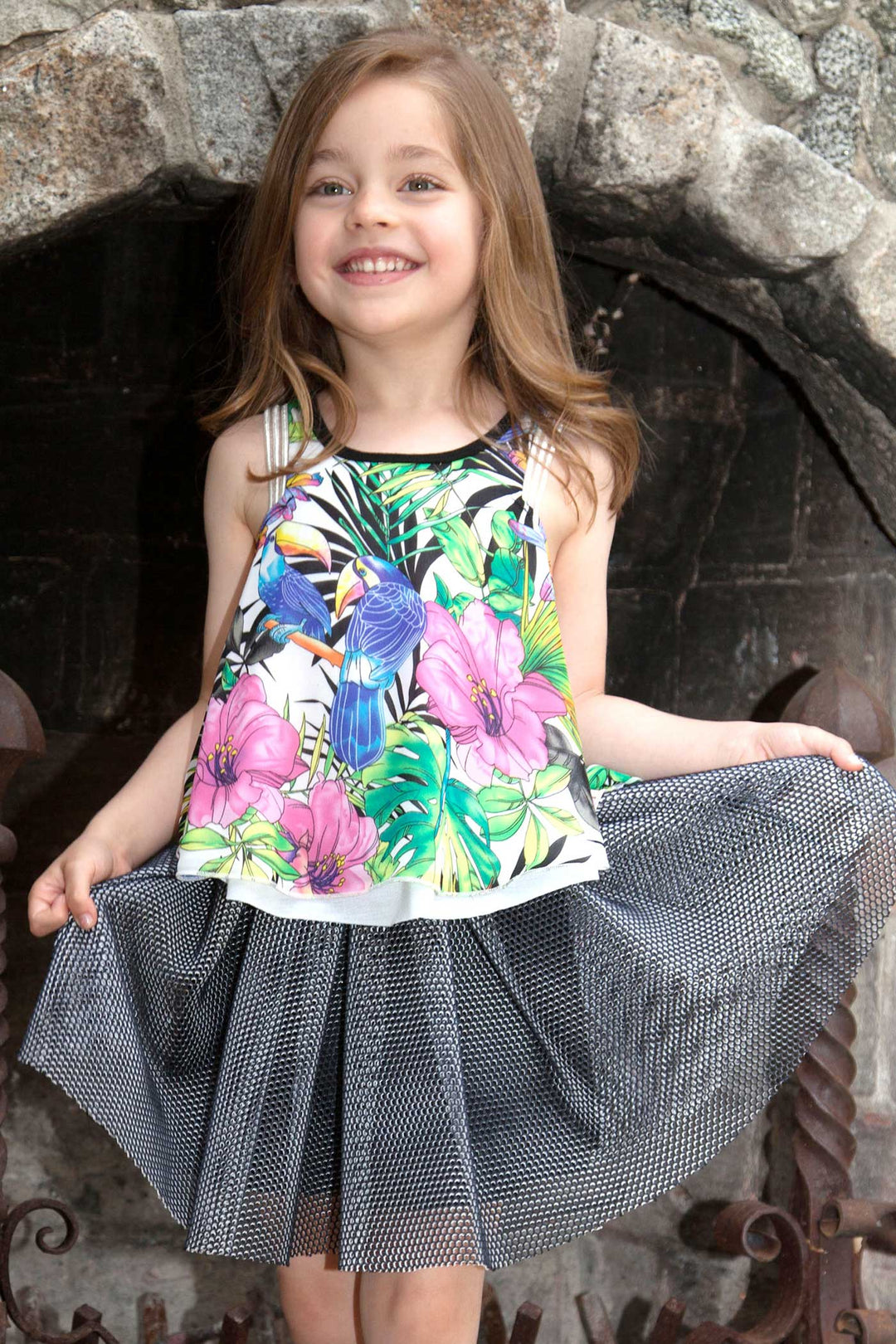 Hanna Banana Little Girls Scuba Mesh Skater Skirt