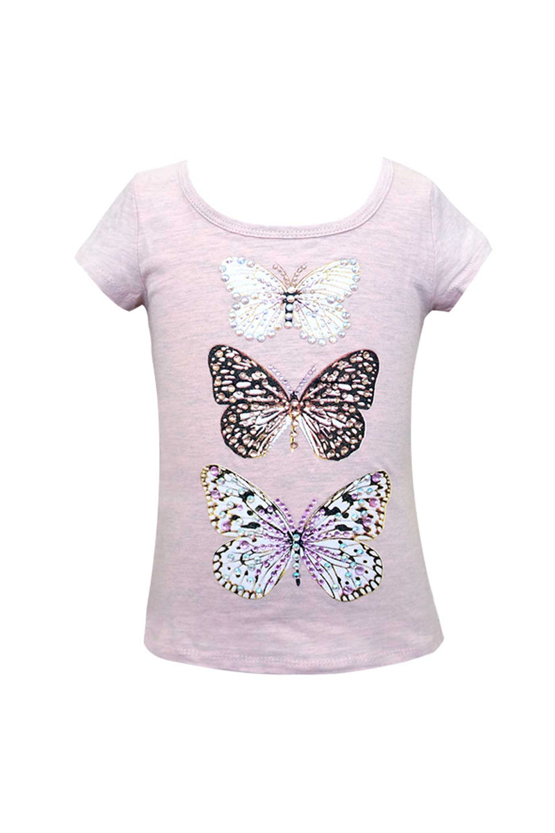 Hannah Banana Big Girls Butterfly Short Sleeve Graphic T Shirt