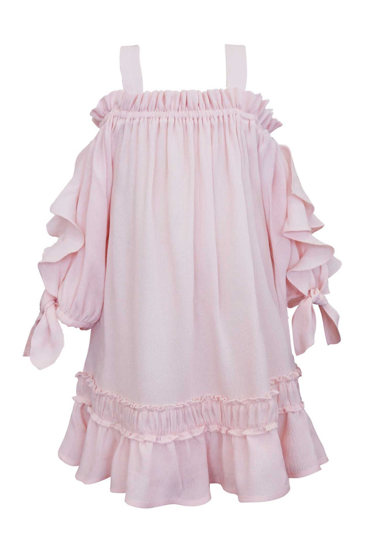 Hannah Banana Girls Cold Shoulder Ruffled Shift Dress