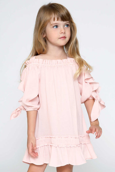 Hannah Banana Girls Cold Shoulder Ruffled Shift Dress