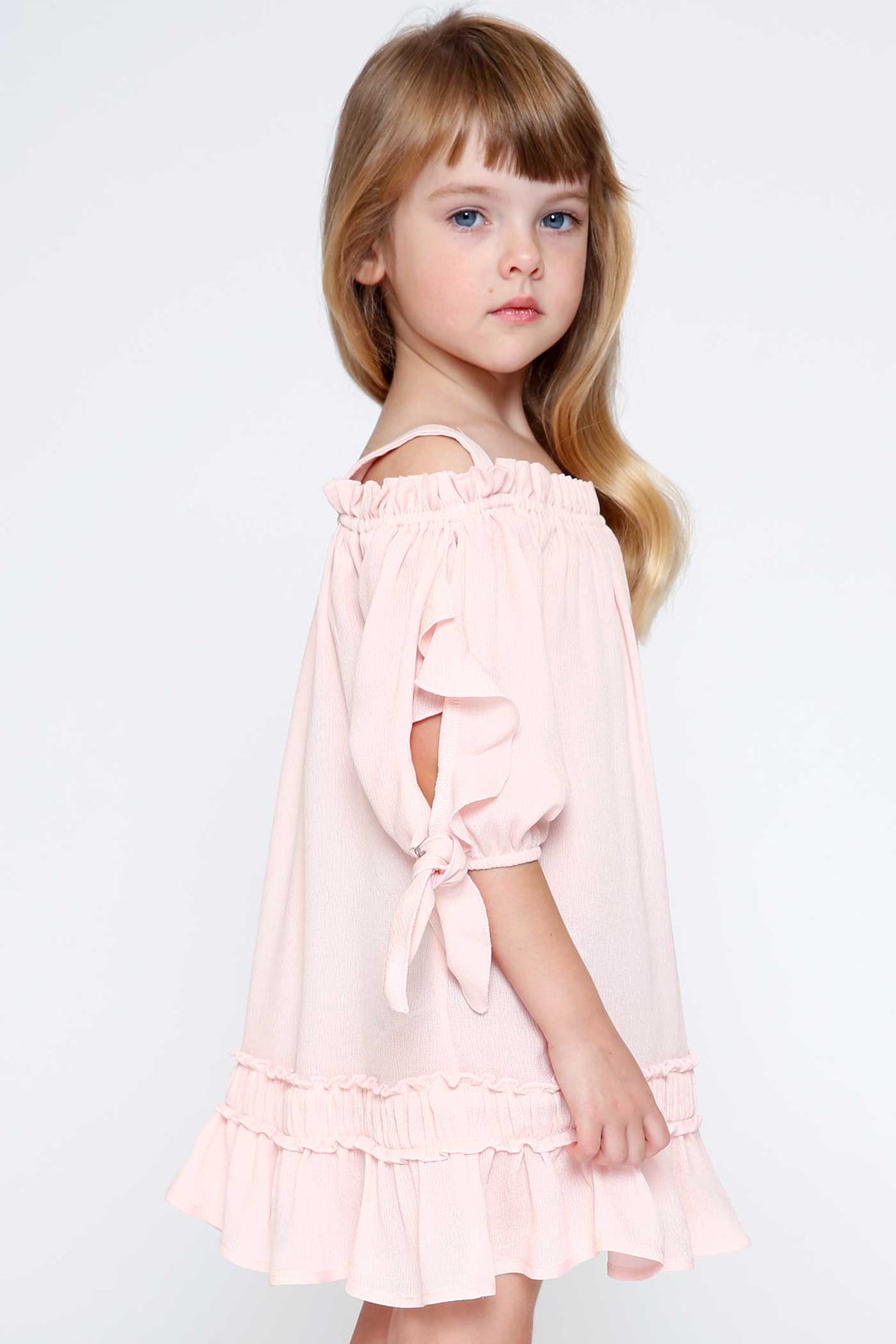 Hannah Banana Girls Cold Shoulder Ruffled Shift Dress