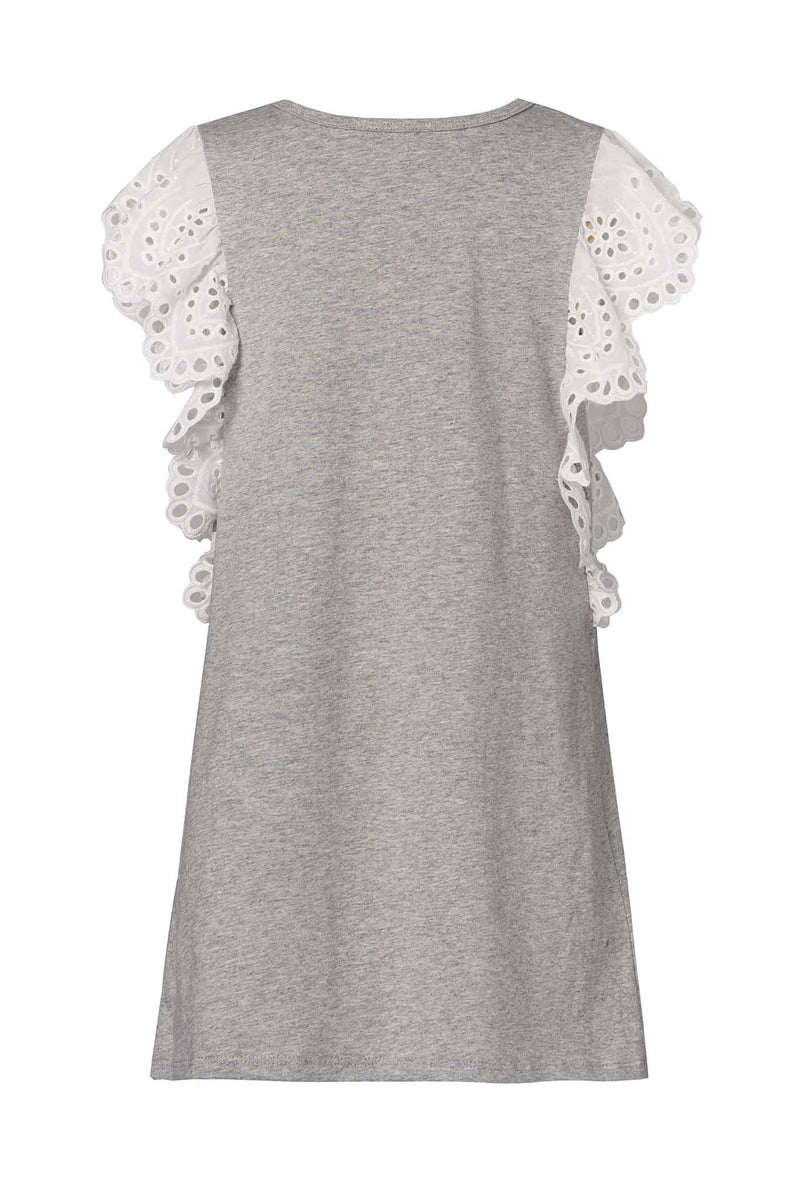 Hannah Banana Little Girls Eyelet Lace Crochet Dramatic Ruffle Sleeve A-line Knit Dress Fun Trendy Childrens Fashion Brands