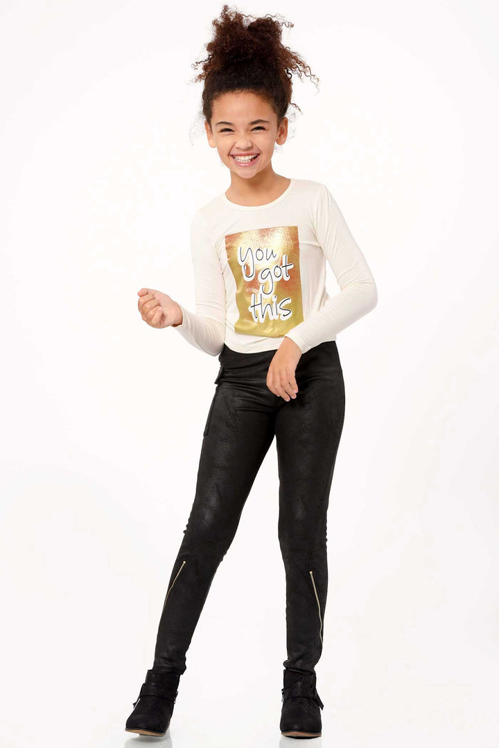 Hannah Banana Little Girl's Luxe Gold Graphic Top