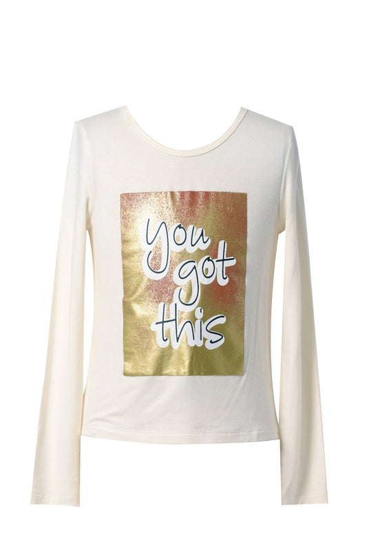 Hannah Banana Little Girl's Luxe Gold Graphic Top