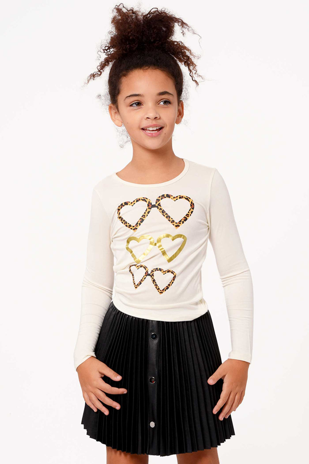 Hannah Banana Little Girl's Cheetah Heart Glasses Top