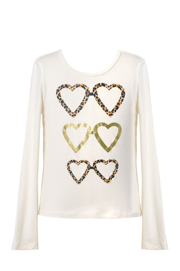 Hannah Banana Little Girl's Cheetah Heart Glasses Top