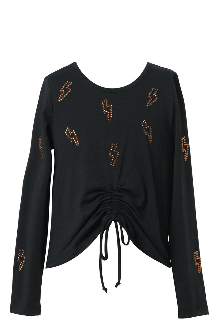 Hannah Banana Little Girl's Rhinestone Thunder Ruched Top