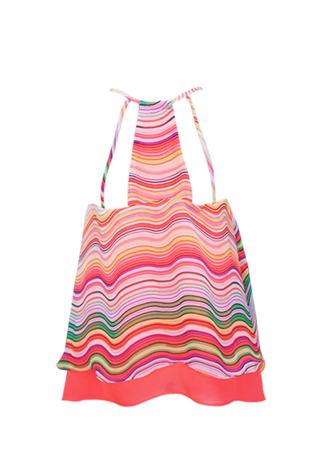 Girls Colorful Wavy Stripe Chiffon Swing Cami Top