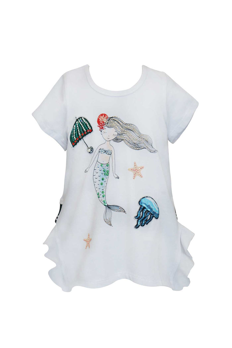 Hannah Banana Toddler Girls Short Sleeve Mermaid Graphic T-shirt