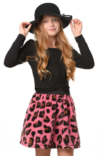 Hannah Banana Girls Animal Print Faux Fur Mini Skirt