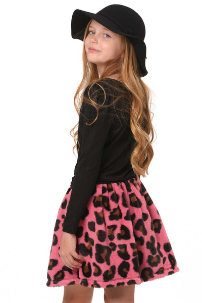 Hannah Banana Girls Animal Print Faux Fur Mini Skirt