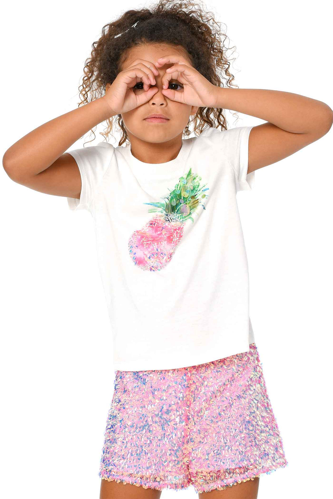Hannah Banana Girls Holographic Sequin Shorts