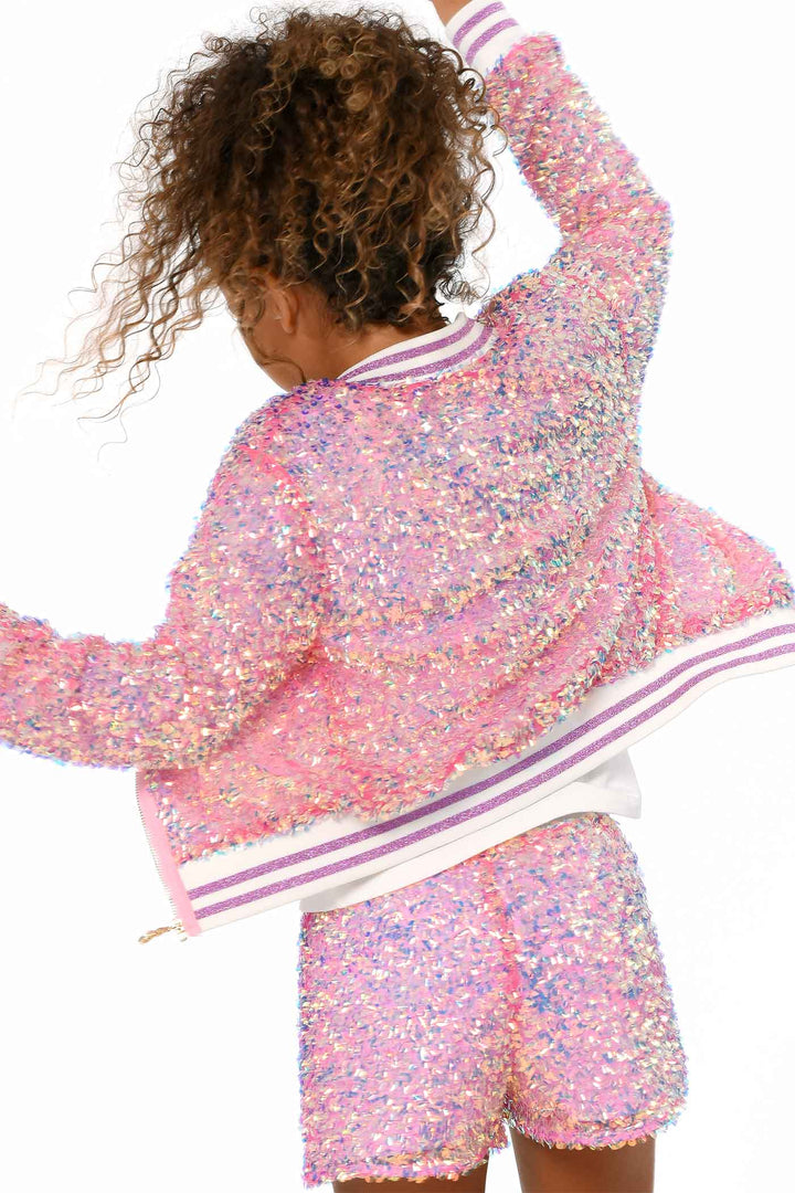 Hannah Banana Girls Holographic Sequin Shorts