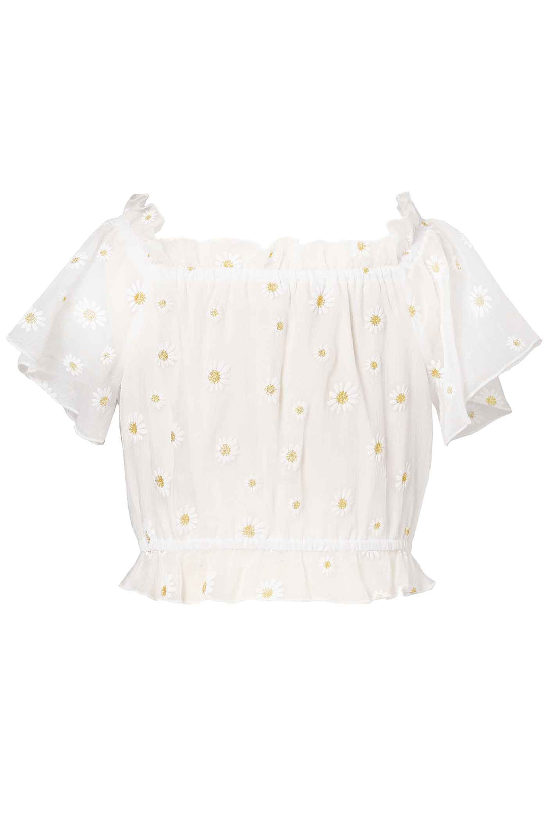 Hannah Banana Girls Daisy Button Front Crop Top
