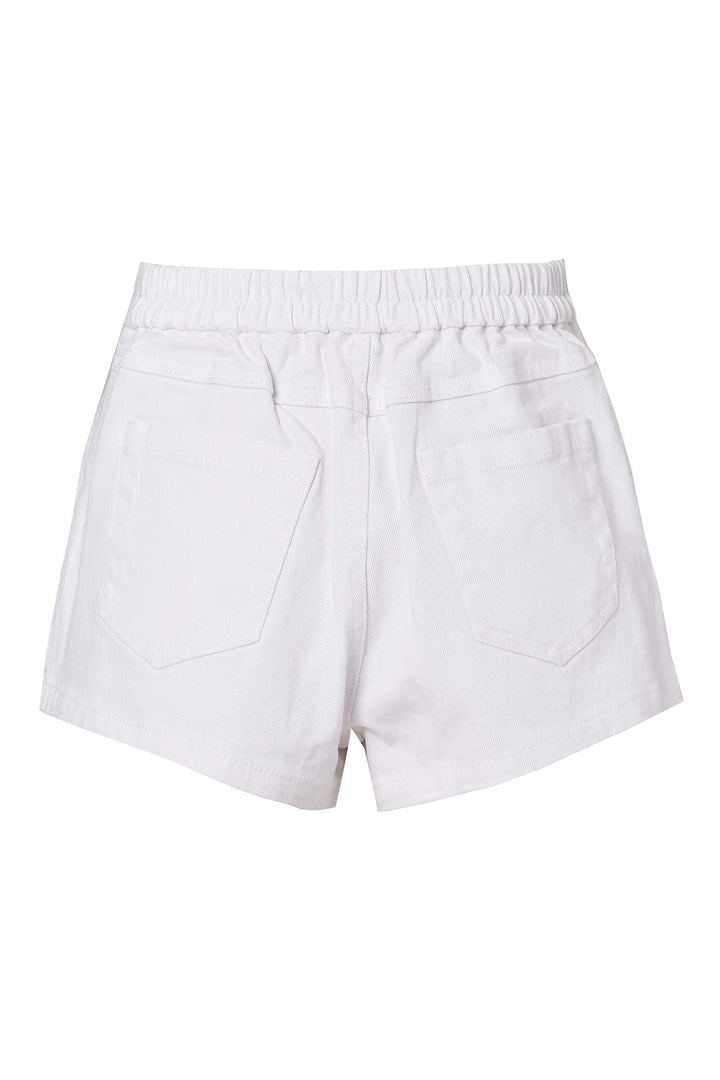 Hannah Banana Little Girls High Waisted Button Trim Decorated Denim Jean Shorts