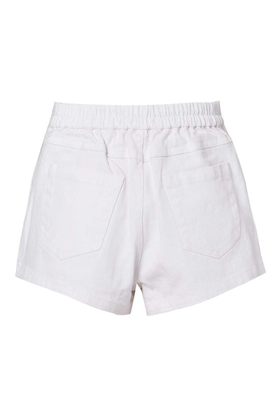Hannah Banana Little Girls High Waisted Button Trim Decorated Denim Jean Shorts
