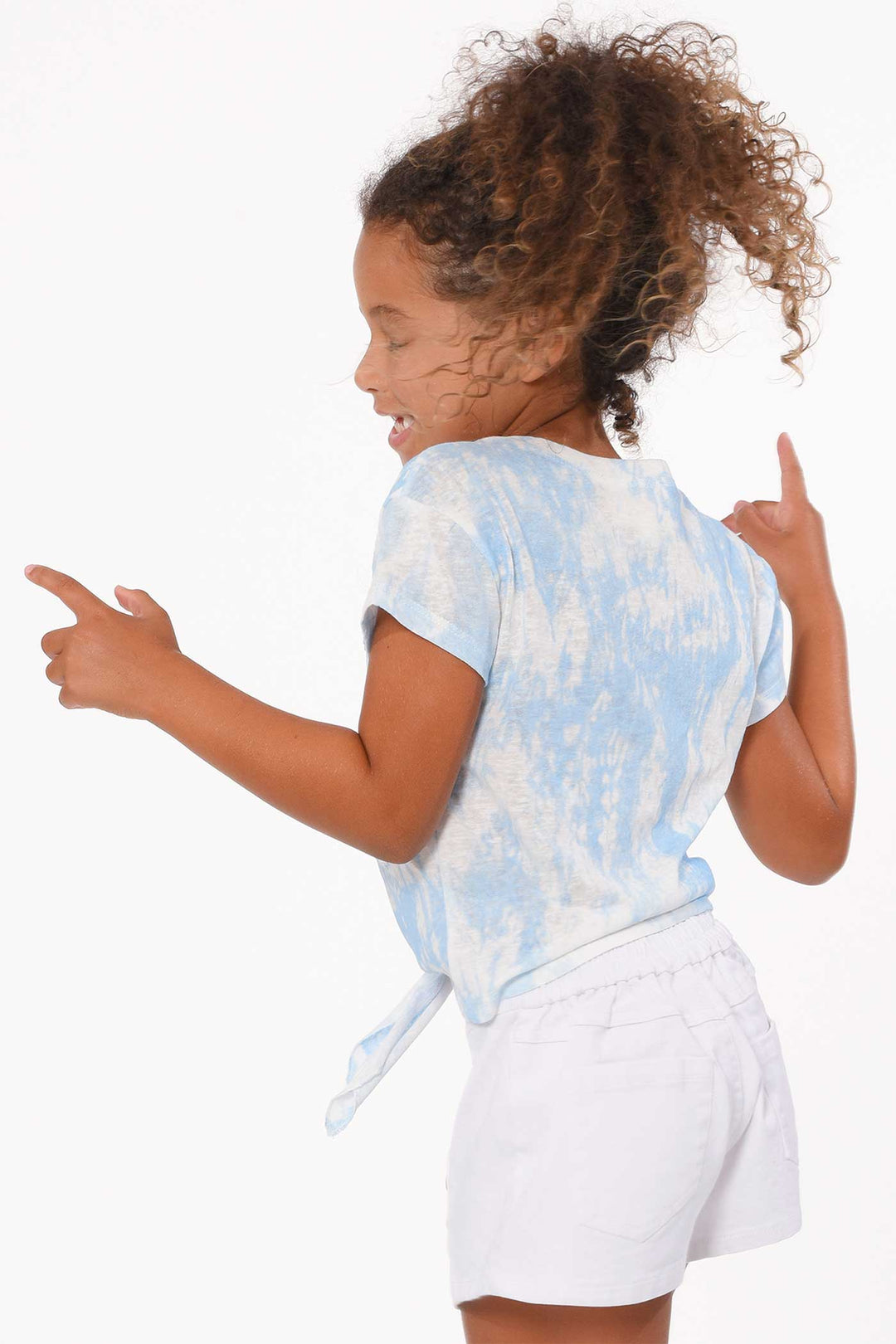 Hannah Banana Little Girls High Waisted Button Trim Decorated Denim Jean Shorts