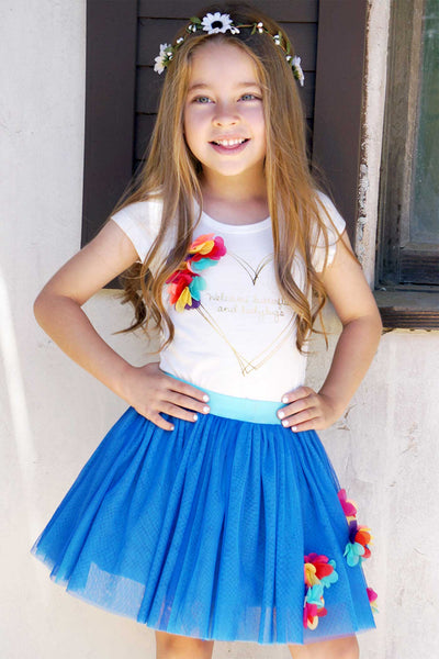 Hannah Banana Girls 3D Flower Trim Tutu Skirt