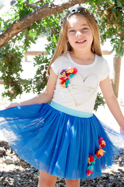 Hannah Banana Girls 3D Flower Trim Tutu Skirt