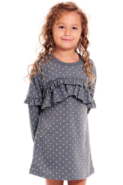 Hannah Banan Girls Polka Dot Long Sleeve Knit Dress