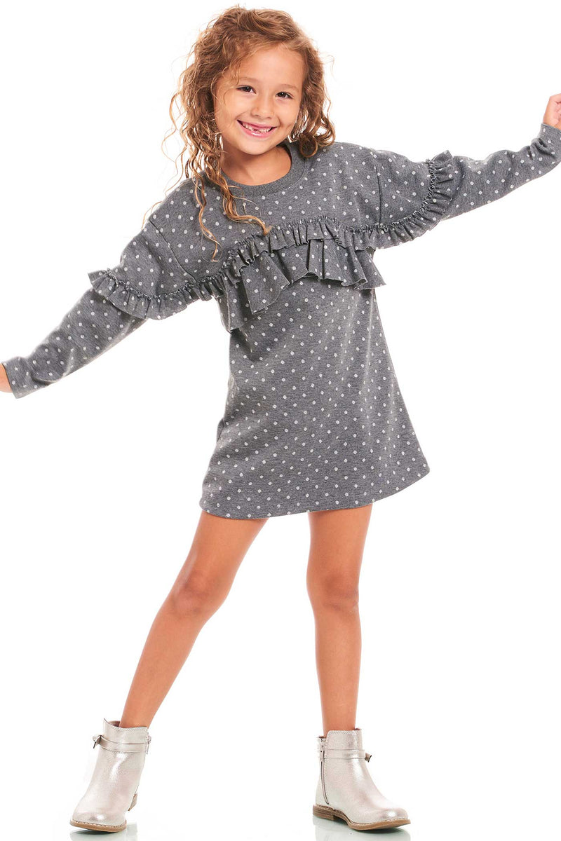 Hannah Banan Girls Polka Dot Long Sleeve Knit Dress