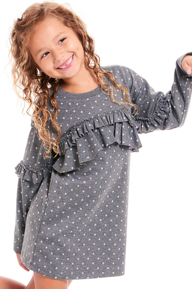 Hannah Banan Girls Polka Dot Long Sleeve Knit Dress