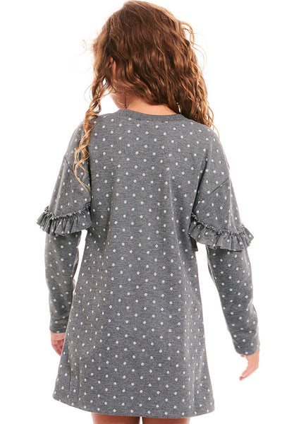 Hannah Banan Girls Polka Dot Long Sleeve Knit Dress