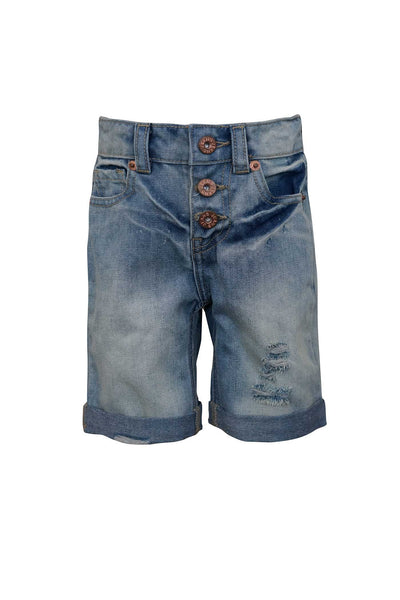 Girls Washed Denim Biker Shorts