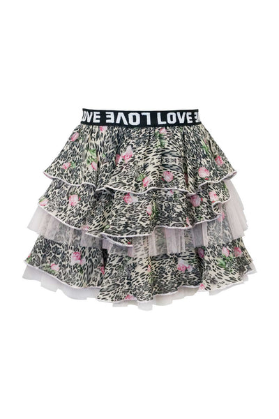 Hannah Banana Girls Mix Media Leopard Print Tutu Skirt