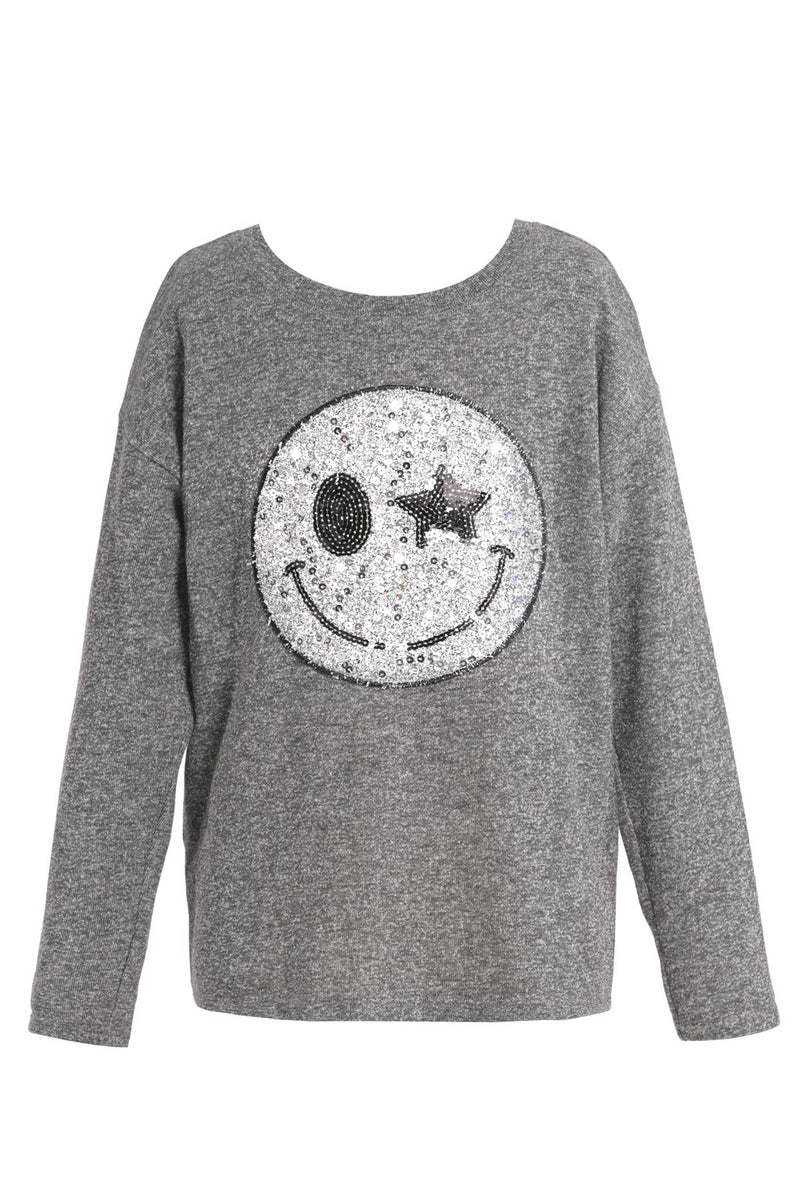 Hannah Banana Big Girls Smiley Face Emoji Long Sleeve Tunic Top