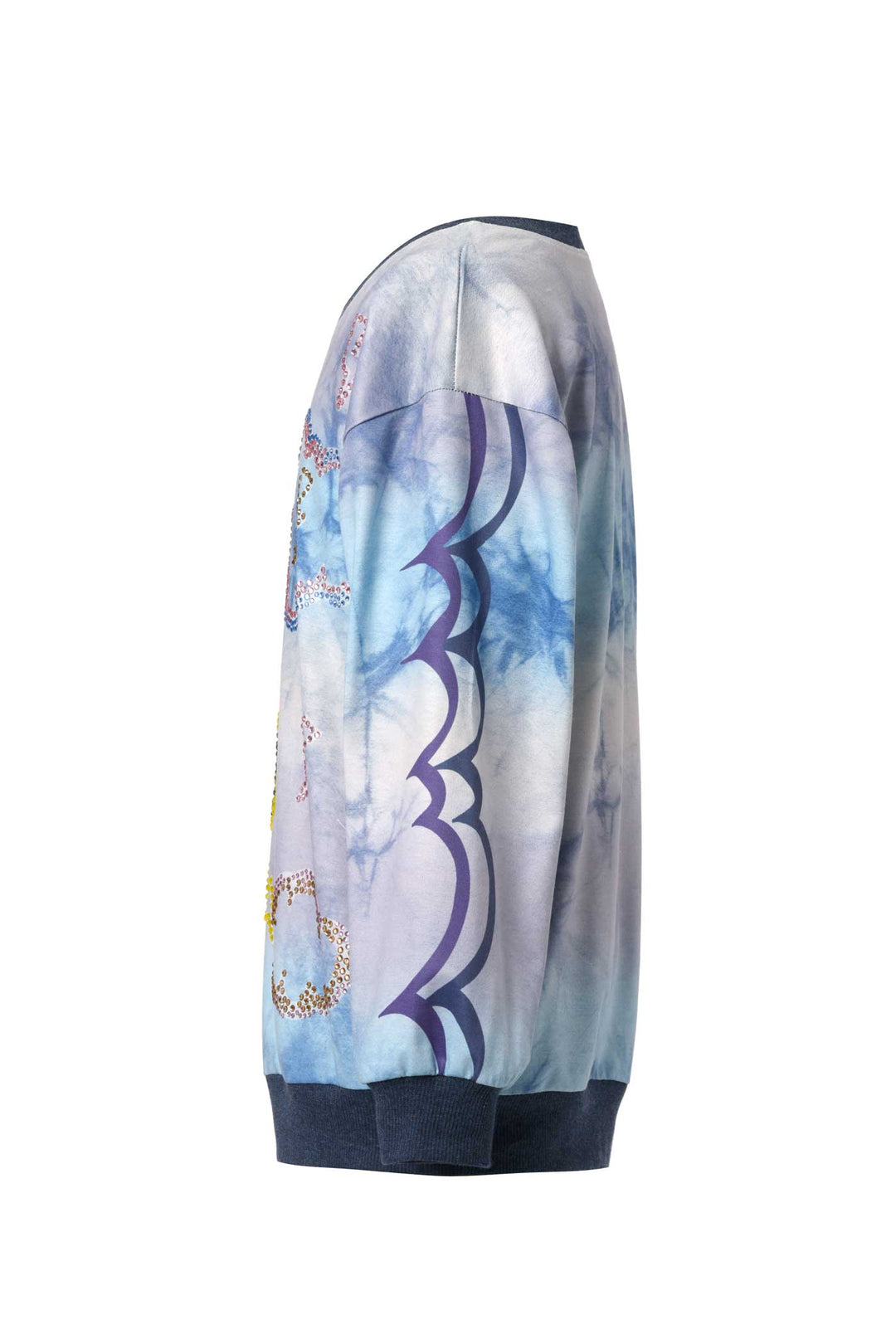 Hannah Banana Little Girl's Long Sleeve Tie Dye Cloud and Thunder Rhinestone Bling Crew Neck Sweatshirt Tween clothing