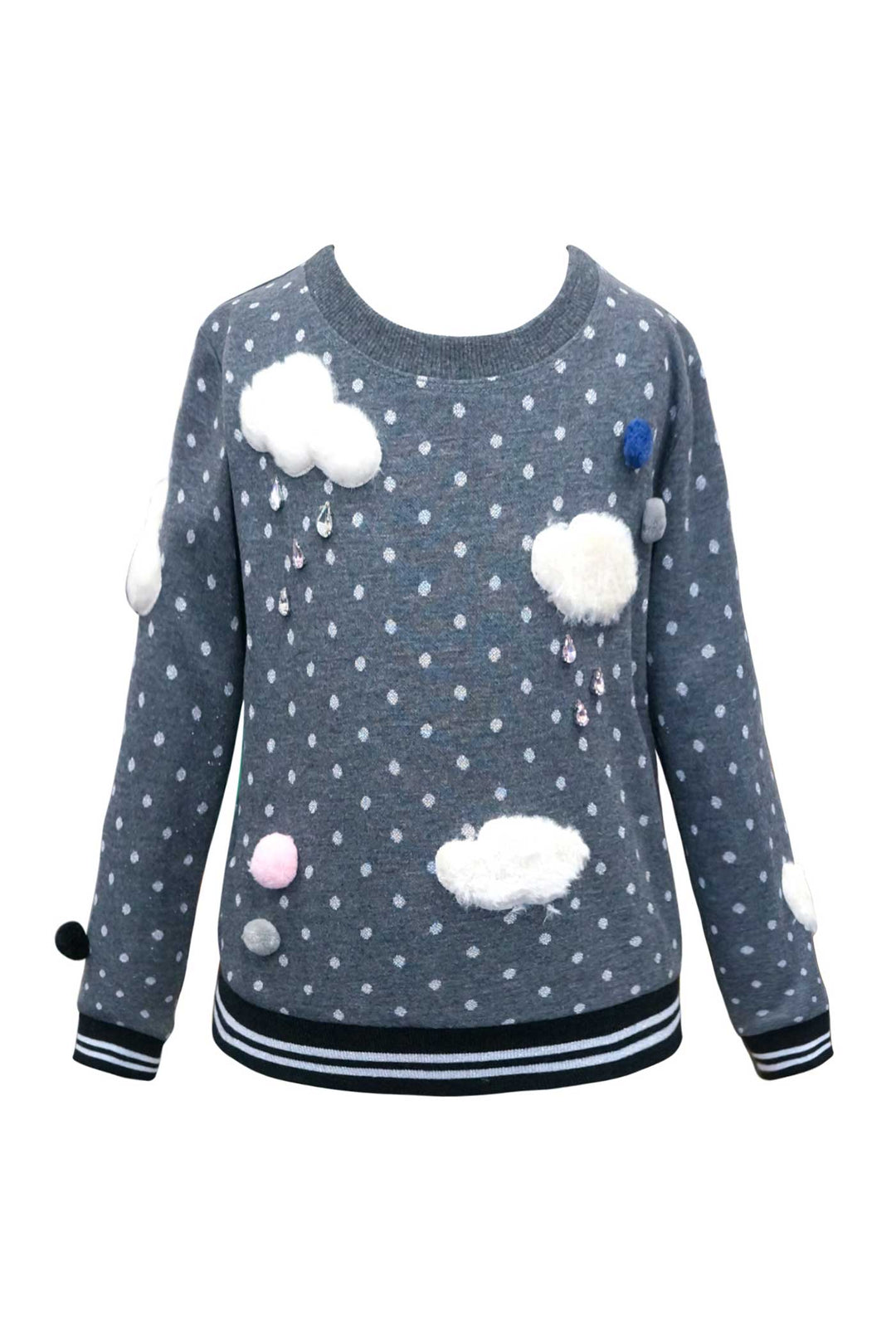 Hannah Banana Girls Clouds and Rain Polka Dot Sweatshirt