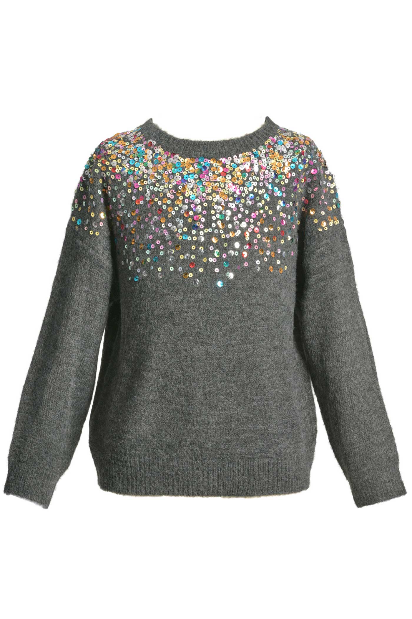 Hannah Banana Big Girls Colorful Sequin Embroidered Sweater