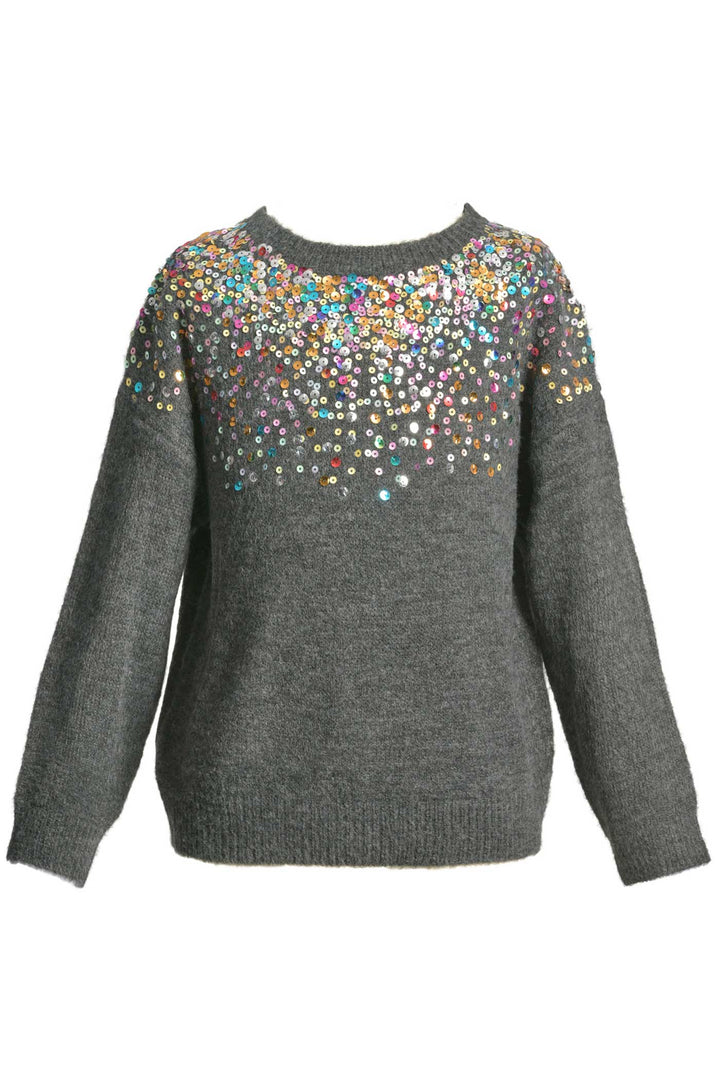Hannah Banana Big Girls Colorful Sequin Embroidered Sweater