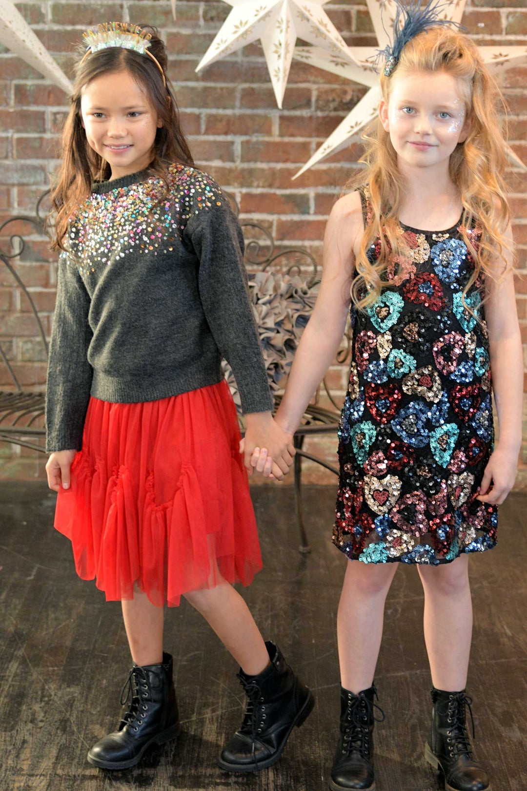 Hannah Banana Big Girls Colorful Sequin Embroidered Sweater