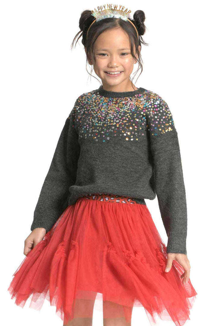 Hannah Banana Big Girls Colorful Sequin Embroidered Sweater