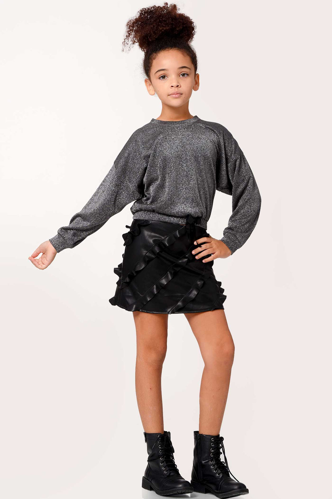 Hannah Banana Little Girl's Metallic Shimmer Sweatshirt