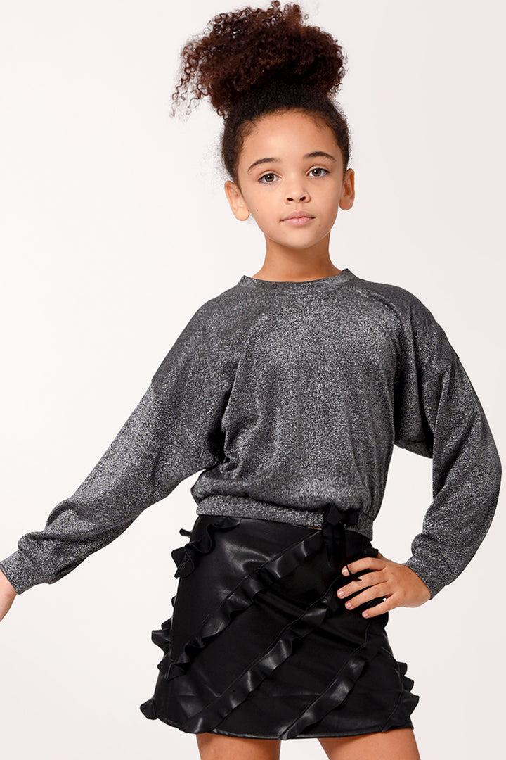 Hannah Banana Little Girl's Metallic Shimmer Sweatshirt