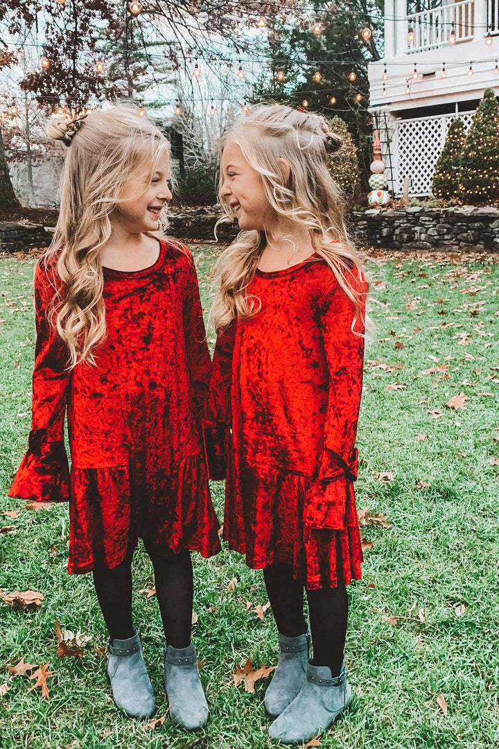 Hannah Banana Little Girls Long Sleeve A-line Velvet Dress