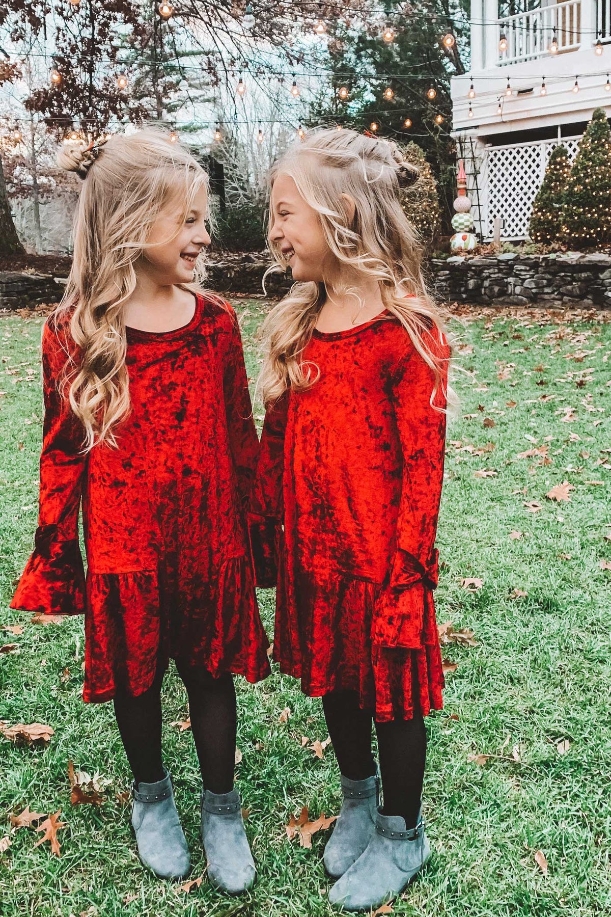Little Girls Long Sleeve A line Velvet Dress myhannahbanana Hannah Banana