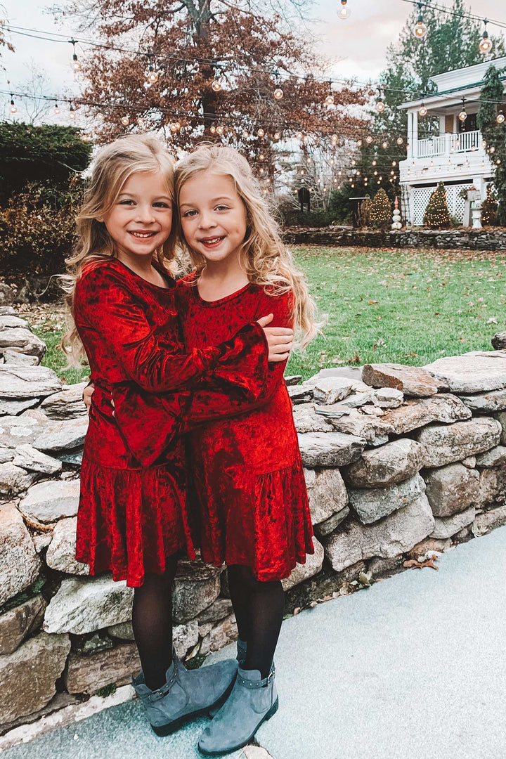 Hannah Banana Little Girls Long Sleeve A-line Velvet Dress