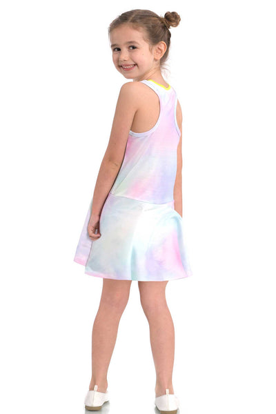 Girls Dropped Waist Tie-Dye Kitty Racerback Tennis Dress