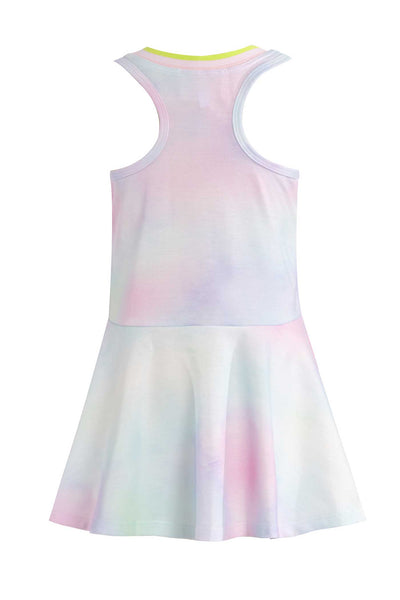 Girls Dropped Waist Tie-Dye Kitty Racerback Tennis Dress