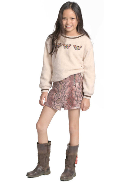 Hannah Banana Girls Animal Print Faux Leather Skorts