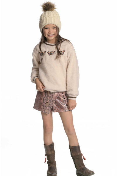 Hannah Banana Girls Animal Print Faux Leather Skorts