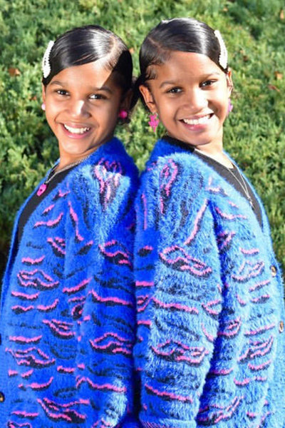 Hannah Banana Big Girls Blue Tiger Pattern Fuzzy Fashion Cardigan